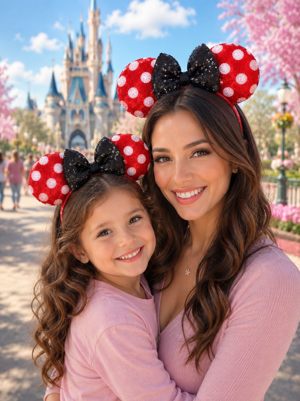 Minnie Mouse Sequin Ear Headband - Red & Black
